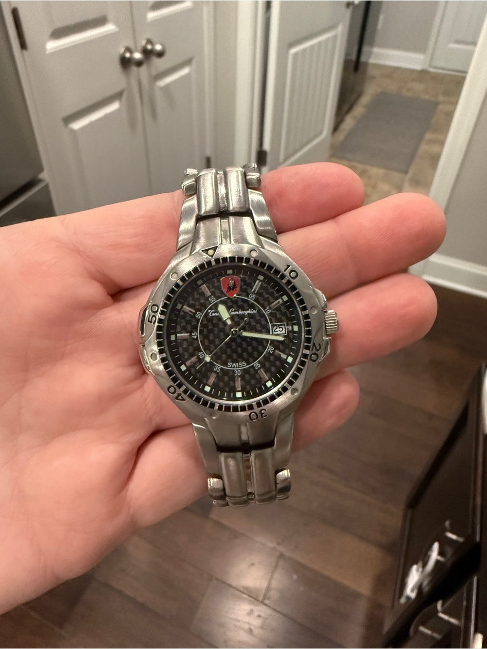 Lamborghini Stainless Steel Men's Watch - Black Dial
